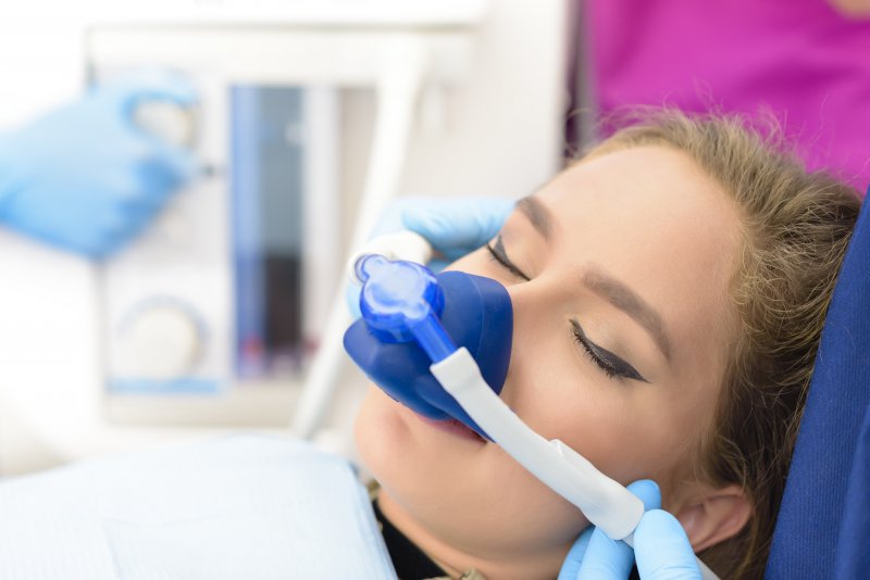 a woman receiving nitrous oxide